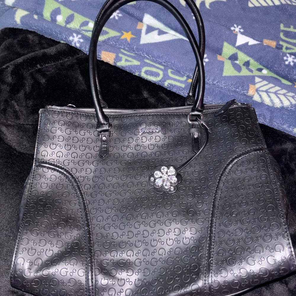 GUESS Elegant Black Designer Tote Bag
